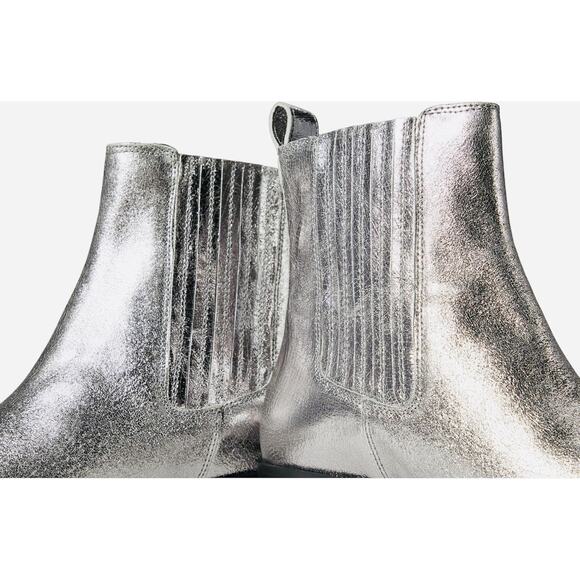 SEYCHELLES Hold Me Down Metallic Silver Leather Boot Women's Size 10 - Picture 5 of 8